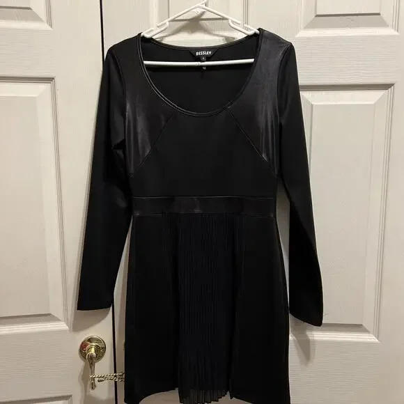 Dresses | Kessley Womens Dress Size Small Black Long Sleeve Satin Accents Mini | Poshmark Dresses | Kessley Womens Dress Size Small Black Long Sleeve Satin Accents Mini | Poshmark